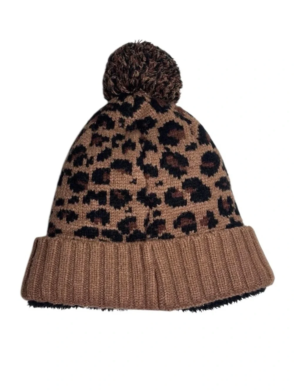 Nike Brown Leopard-Print Pom Beanie